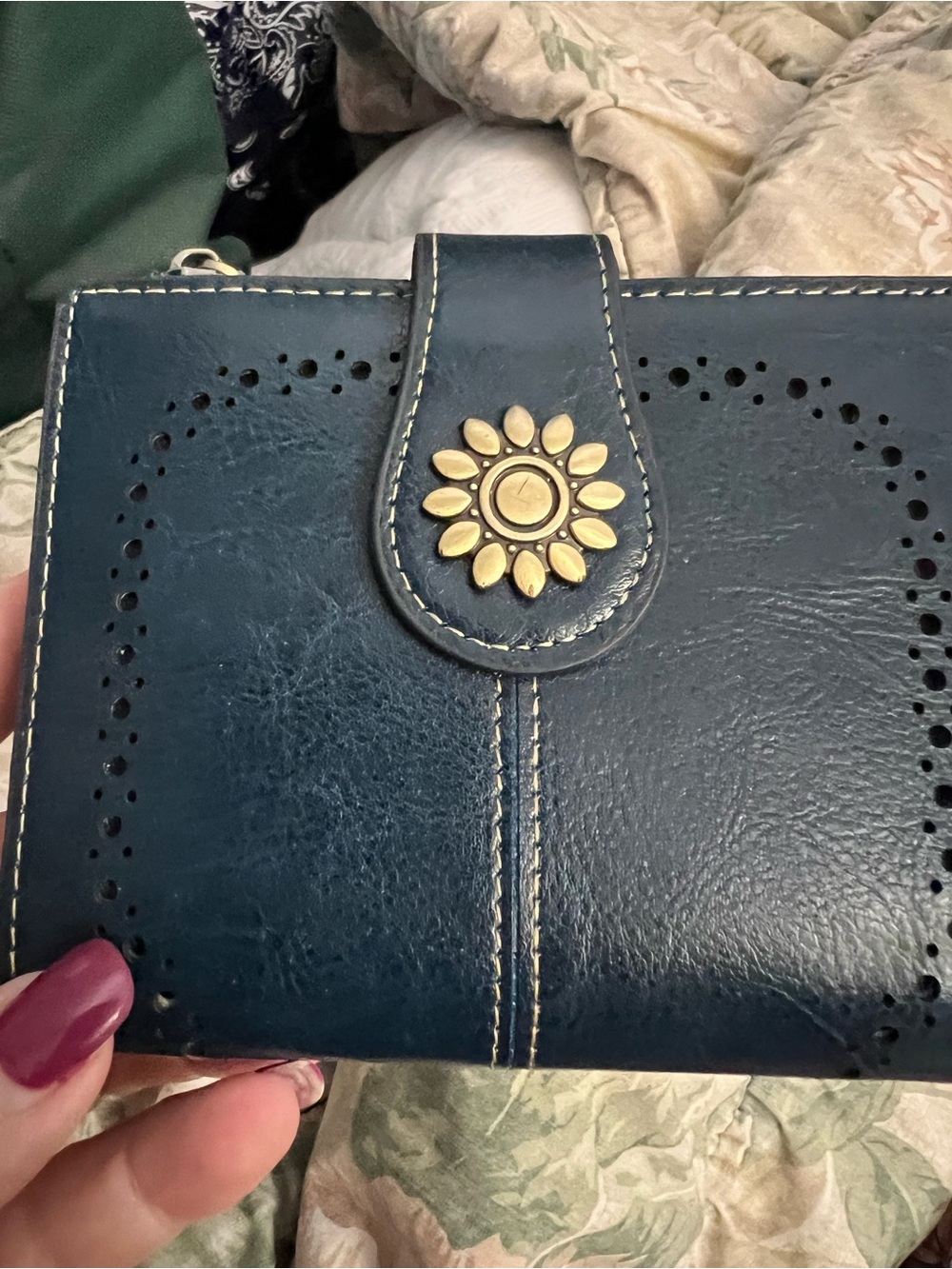 Dark Teal/Navy Lavemi leather RFID wallet